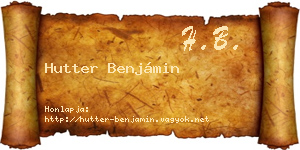 Hutter Benjámin névjegykártya
